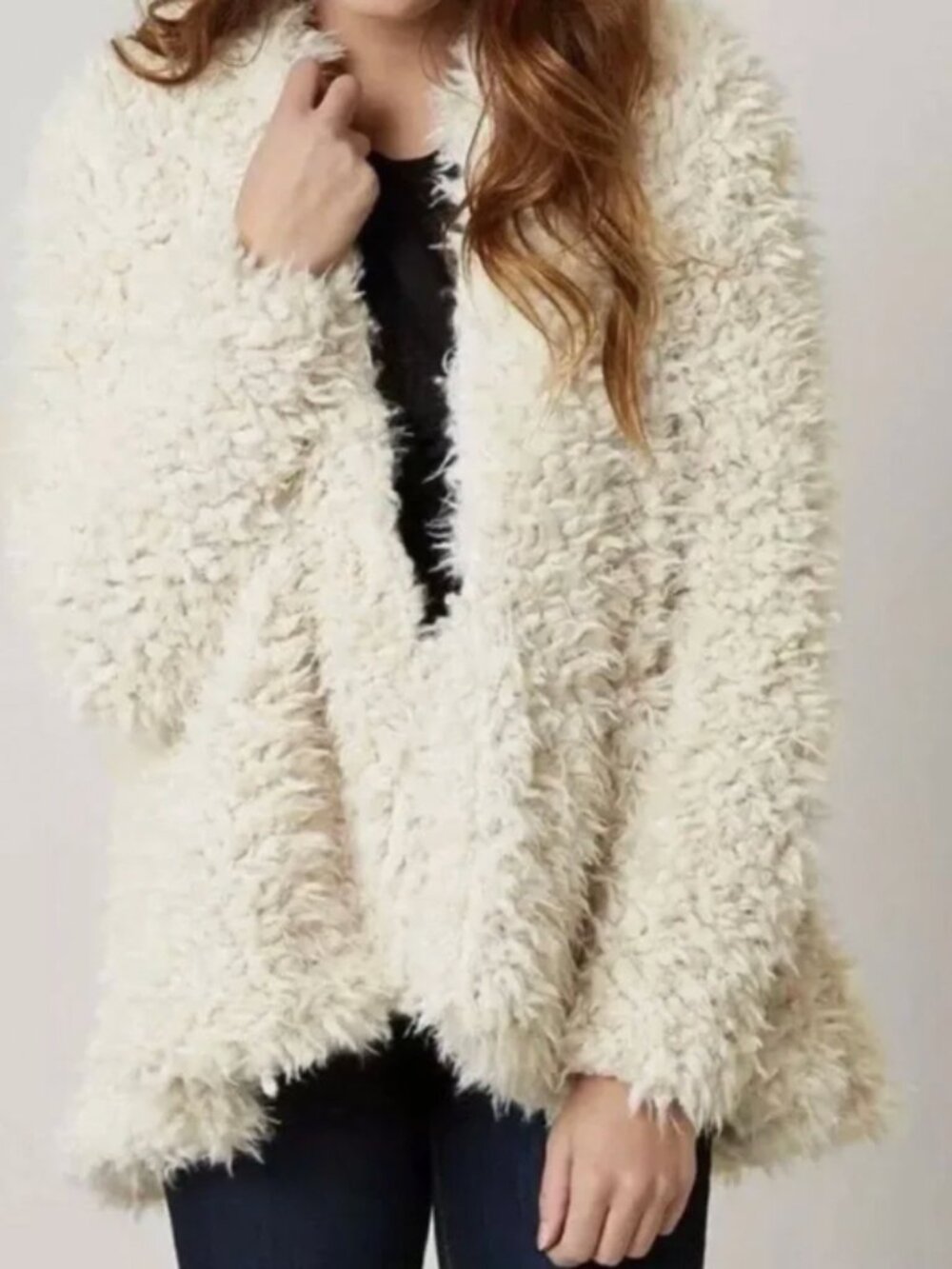 Free People Faux Fur Sherpa Swing Coat